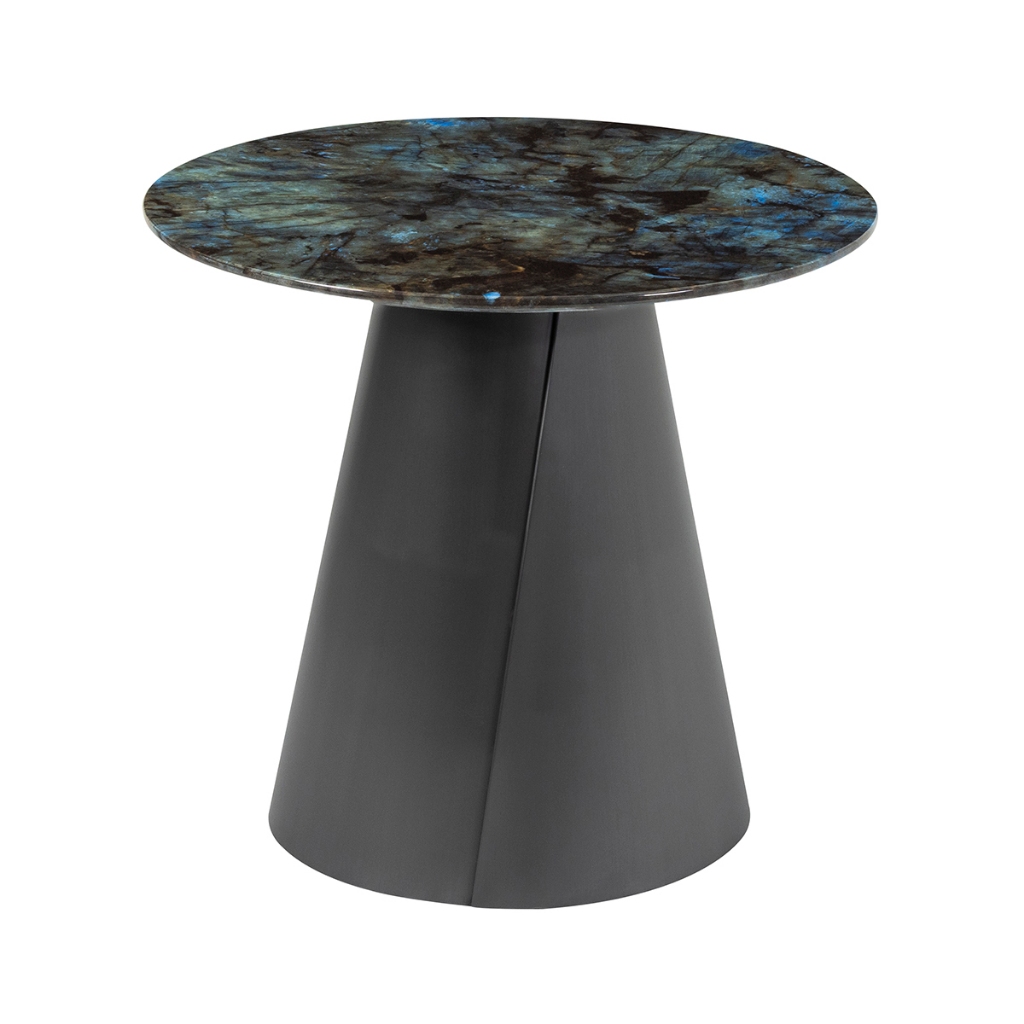 Modernform โต๊ะข้าง รุ่น ELEXA ขาเทาด้าน TOP หินอ่อนเทียม Blue Jade ขนาด DIA55xH50 cm