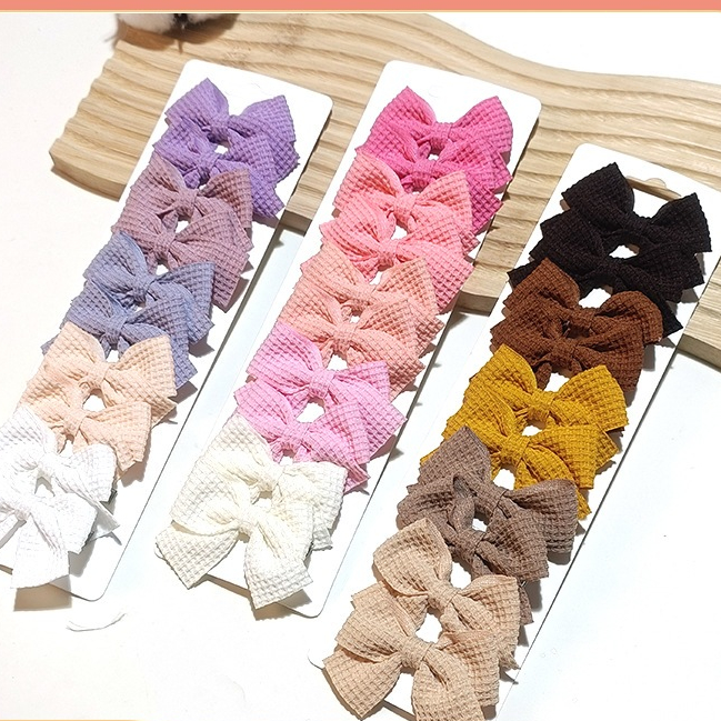 10 ชิ้น / เซต น่ารัก เจ้าหญิง กิ๊บติดผม คลิปผมโบว์ วาฟเฟิล สไตล์ญี่ปุ่นและเกาหลี เครื่องประดับผมวัยหัดเดิน