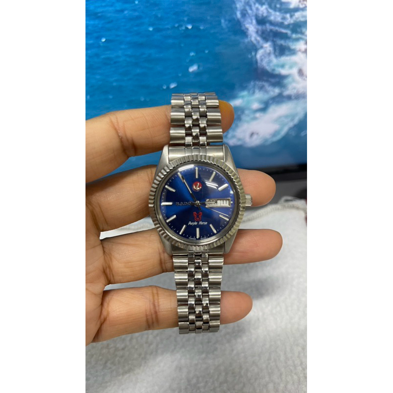 #Radopurplehorse #Rado หน้าปัดสีน้ำเงิน นาฬิกาข้อมือ มือสองสภาพดีของแท้ 100% ￼