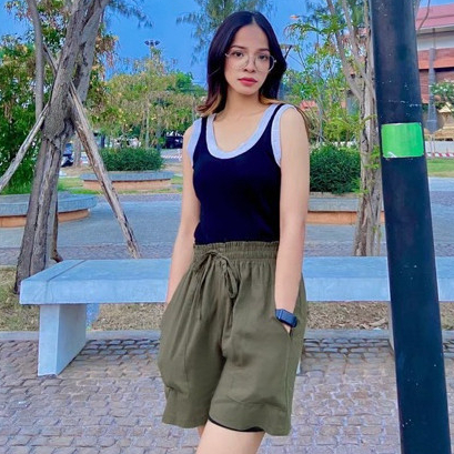 กางเกงขาสั้น เอว24-54นิ้ว ผ้าลินิน/ผ้าไหมอิตาลี สาวอวบ สาวอ้วน ตัวใหญ่ ฟรีไซส์ Freesize เอิร์ธโทน Earthtone Oversize รูปที่ 6