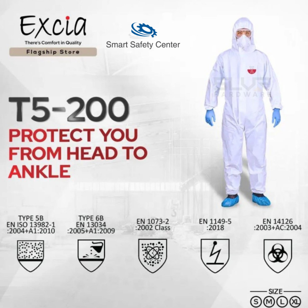 ชุดป้องกันสารเคมี Coverall ยี่ห้อ Excia รุ่น T5-200
