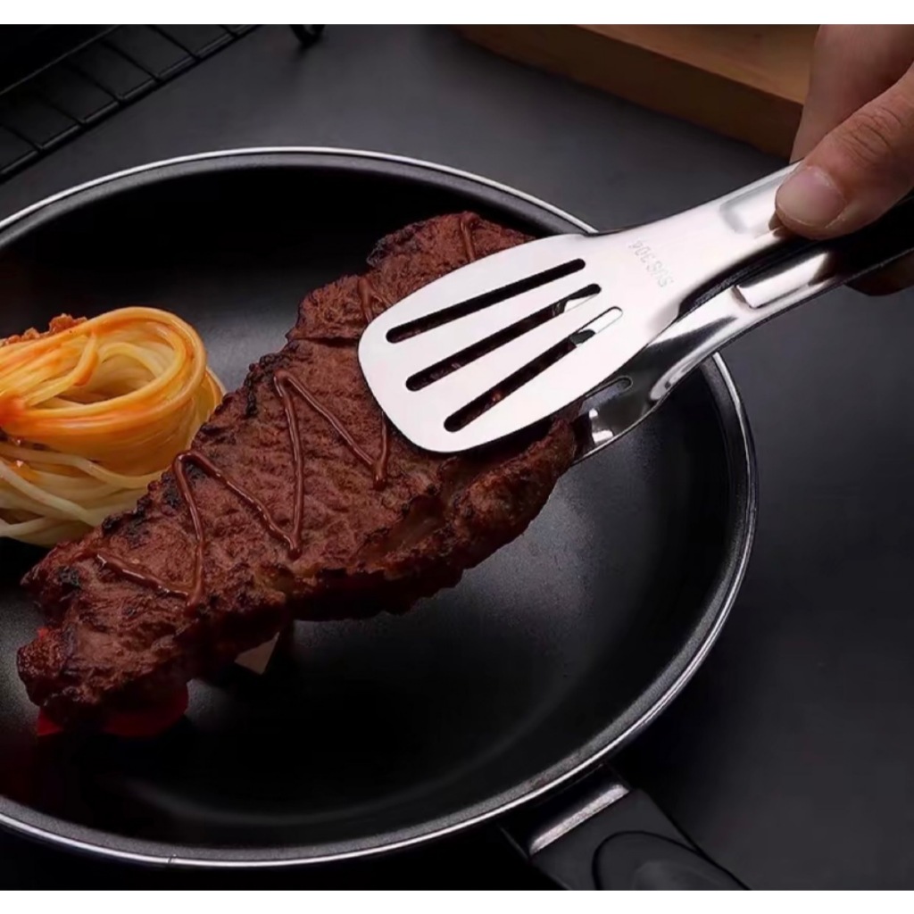 ที่คีบอาหาร สเตนเลส กันความร้อน สําหรับคีบขนมปัง บุฟเฟ่ต์ บาร์บีคิว 3 ขนาด - รูปที่ 4