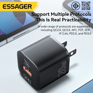 Essager 20W GaN เครื่องชาร์จชนิด USB C PD ชาร์จโทรศัพท์อย่างรวดเร็ว QC 3.0เครื่องชาร์จเร็วสำหรับสายชาร์จขนาดเล็ก14 13 12