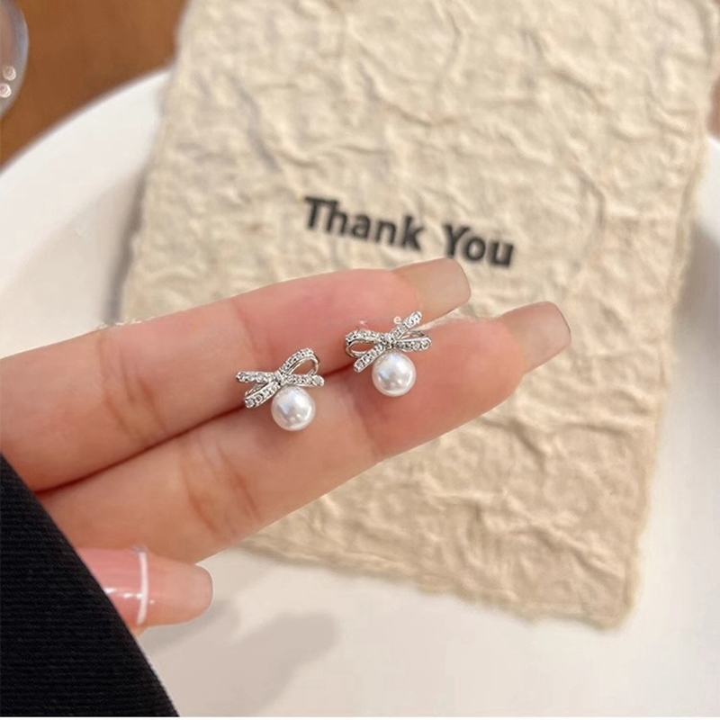 BWjewerly[ราคาต่อคู่] 925 เงิน ต่างหูสตั๊ดไข่มุกผีเสื้อ ต่างหูของผู้หญิงอินเทรนด์ใหม่ - รูปที่ 7