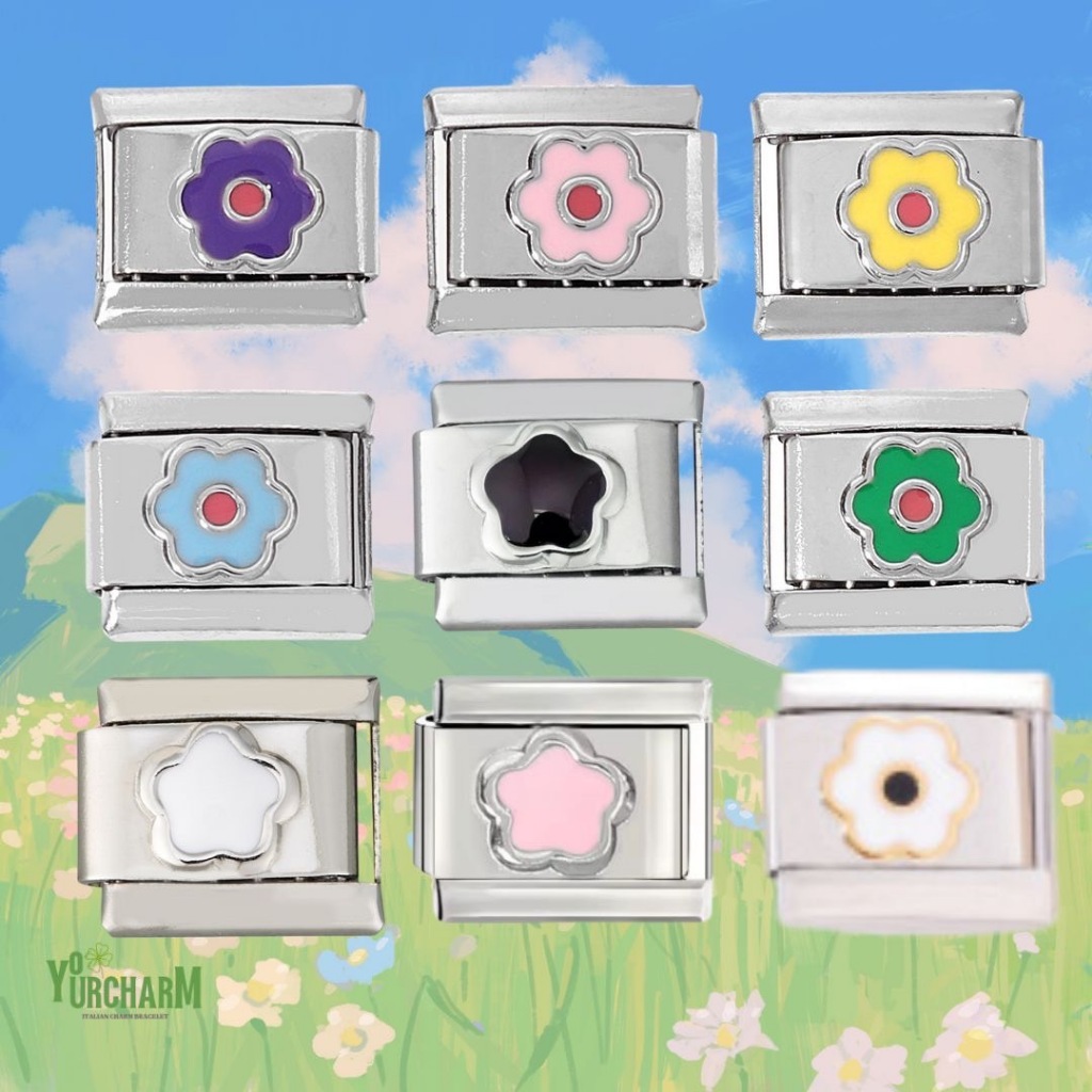 yourcharm italian charm bracelet อิตาเลี่ยนชาร์ม สร้อยข้อมือเลือกลายเองได้ set:flowers