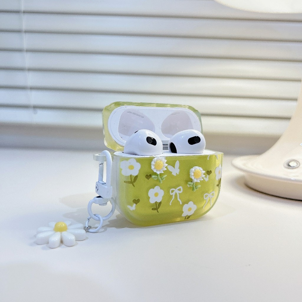 【 ดอกไม้เขียวเล็ก】เคสหูฟัง i12 i11 i13 เคสใสการ์ตูนนูน  3 เคสหูฟังบลูทูธ gen gen1 gen2 เคสหูฟังไร้สาย Pro Pro2 Airpod 4 - รูปที่ 3