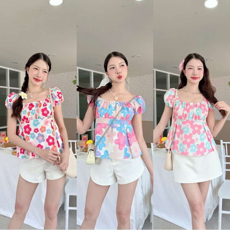 เสื้อแขนตุ๊กตา สม็อคหลัง มีโบว์ผูก -kn / VB0154 ราคา ถูกที่สุด ดีลบีเคเค แกลเลอรีภาพที่ 6