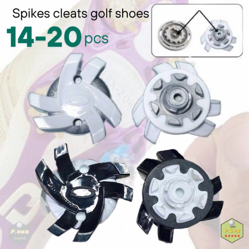 ปุ่มรองเท้ากอล์ฟ 14-20pcs.spikes cleats golf shoes fast twist insert system ชนิดมีรูเดือยกลางปุ่ม.