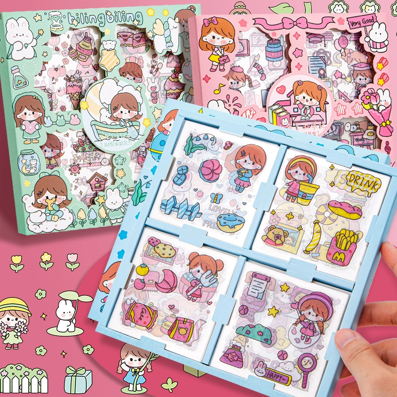 🔥สติ๊กเกอร์ 100แผ่น ไม่ซ้ำลาย พร้อมกล่อง Sticker PVC น่ารักกันน้ำ สําหรับตกแต่ง