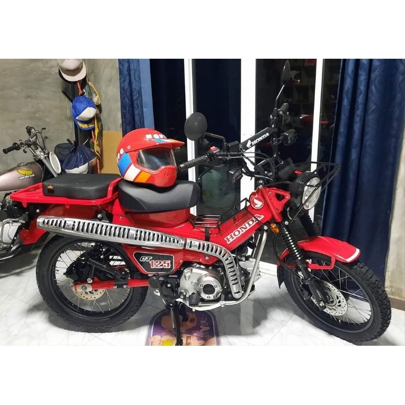 การ์ดบังท่อ กันร้อนท่อไอเสีย honda ct125 ทรงวินเทจ ct110 ใส่กับท่อเดิมct125ได้ทุกgen