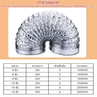 2/3/5m ท่อดูดควัน ท่อลมระบายอากาศ ท่อระบายอากาศ 4/6/8/10/12 นิ้ว ทนไฟ ทนทานต่อการใช้งาน 30 ปี ท่อดูดอากาศ พัดลมดูดอากาศ