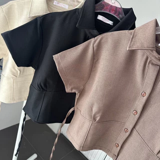 Cherr snw Top เสื้อเชิ๊ตผ้าสโนวกระดุมหน้า 🤎พร้อมส่ง