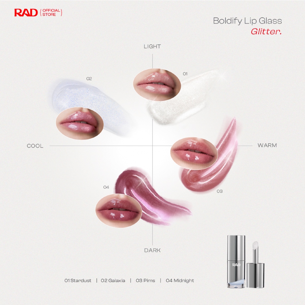 RAD | ลิปกลิตเตอร์ BOLDIFY Lip Glass ลิปกลาสฉ่ำวาว ปากดูอิ่มโกลว์ เม็ดกลิตเตอร์ละเอียด