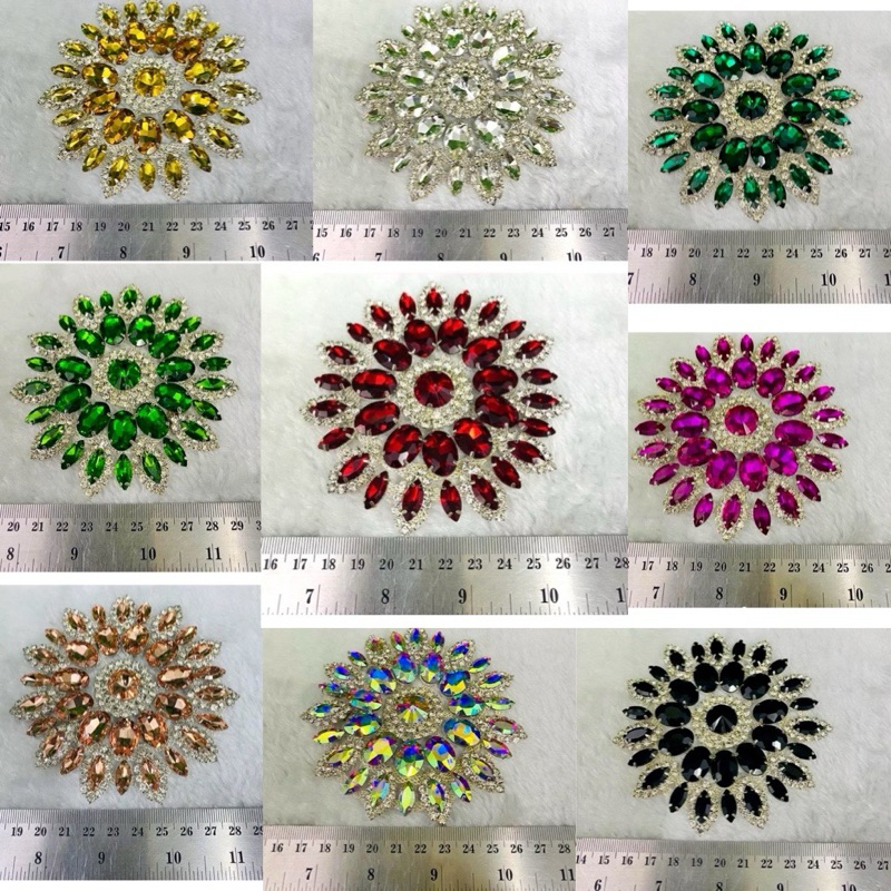 พลอยกระจกคริสตัล 1ชิ้น1-2วันจัดส่งฐานสีเงิน สําหรับตกแต่งเสื้อผ้า ชุดแต่งงาน DIY