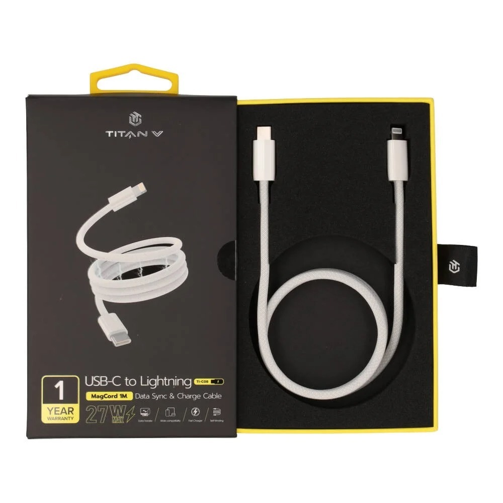 สายชาร์จ TITANV USB-C to Lightning MagCord Cable 27W Super Fast Charge 1M. Knitting White (TI-C08) by Studio7 - รูปที่ 5