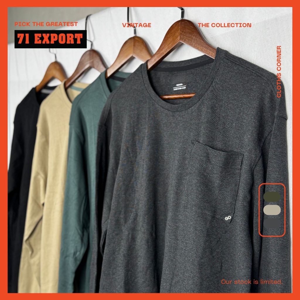 เสื้อคอกลมแขนยาว มีกระเป๋า สำหรับผู้ชาย มีให้เลือก 4 สี