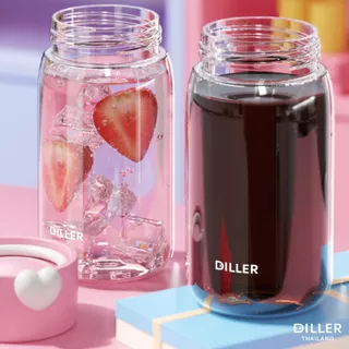 Diller Thailand Tritan Flask 300/380 ml. ขวดน้ำฝาหมุน ยกดื่มง่าย ปราศจาก BPA และ Phthalates ส่งจากกทม. ( D44 / D2429 )
