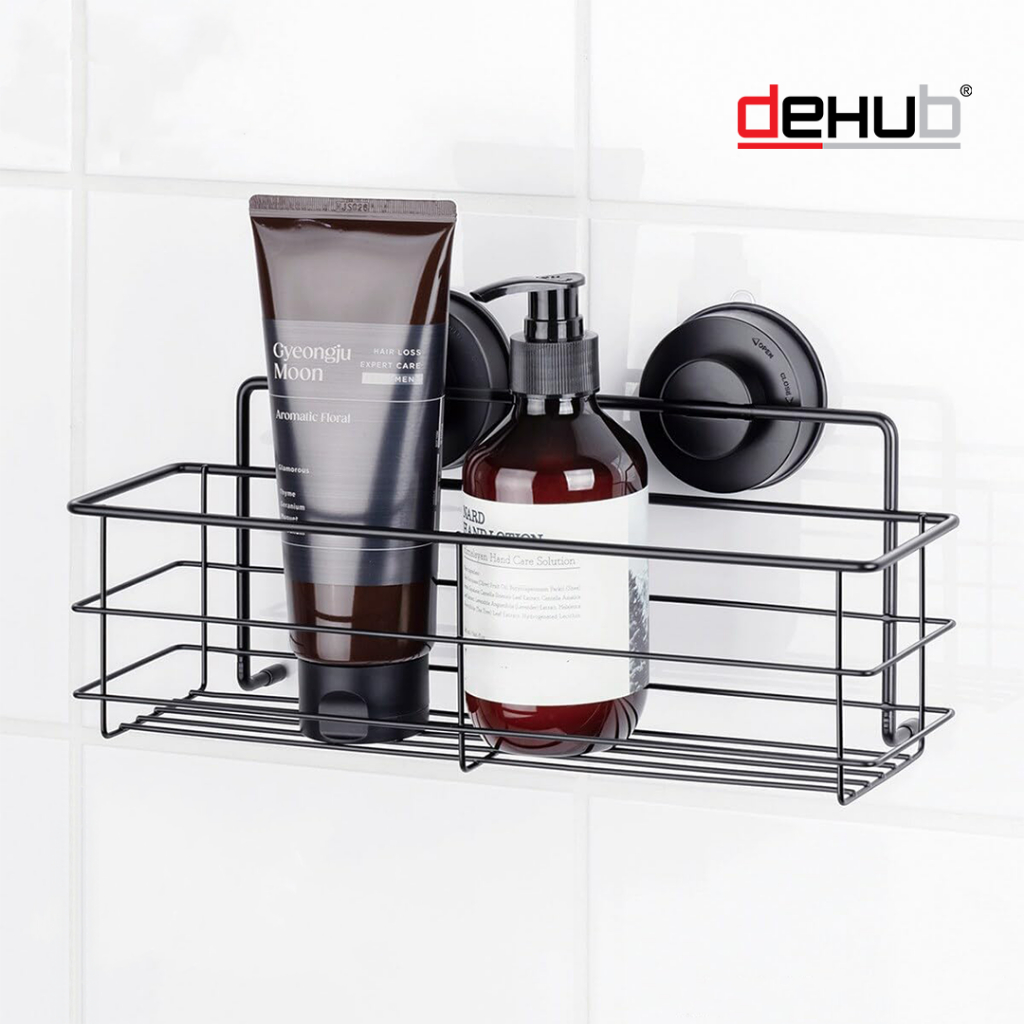Dehub ชั้นวางของ ตะแกรงวางของ ชั้นวางขวด ขนาด 30 ซม. ตัวล็อกสูญญากาศ ไม่ต้องเจาะผนัง SBR 300(Black)