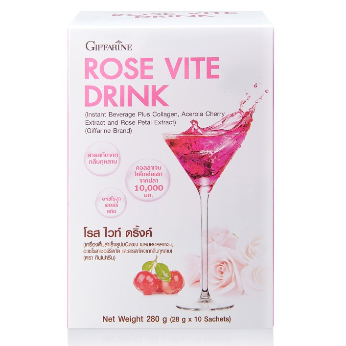 โรส ไวท์ ดริ้งค์ Rose Vite Drink คอลลาเจน คอลลาเจนกิฟฟารีน คอลลาเจนเข้มข้น 10,000 มิลลิกรัม