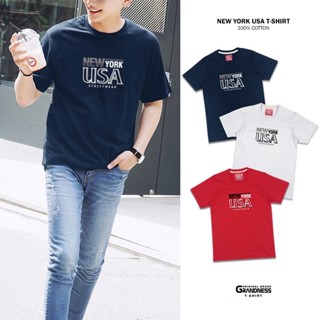 Grandness เสื้อยืดลายกราฟิก รุ่น GN240-42( สีกรม/สีขาว/สีแดง…