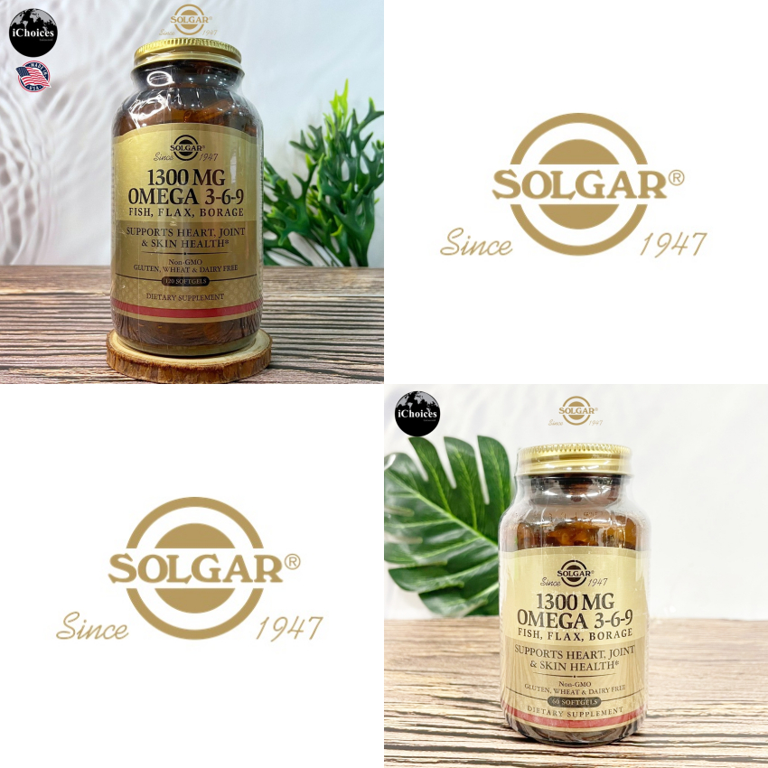 [Solgar] Omega 3-6-9, 1300 mg 60 or 120 Softgels โอเมก้า3 Omega 3 Omega-3