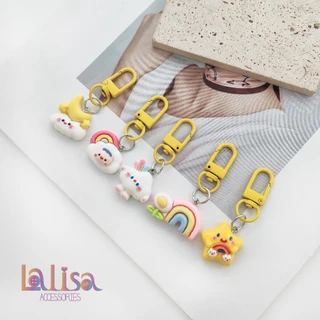 พวงกุญเเจสุดน่ารัก ลวดลายก้อนเมฆเเละสายรุ้งสุดน่ารัก alloy dogclips GM293