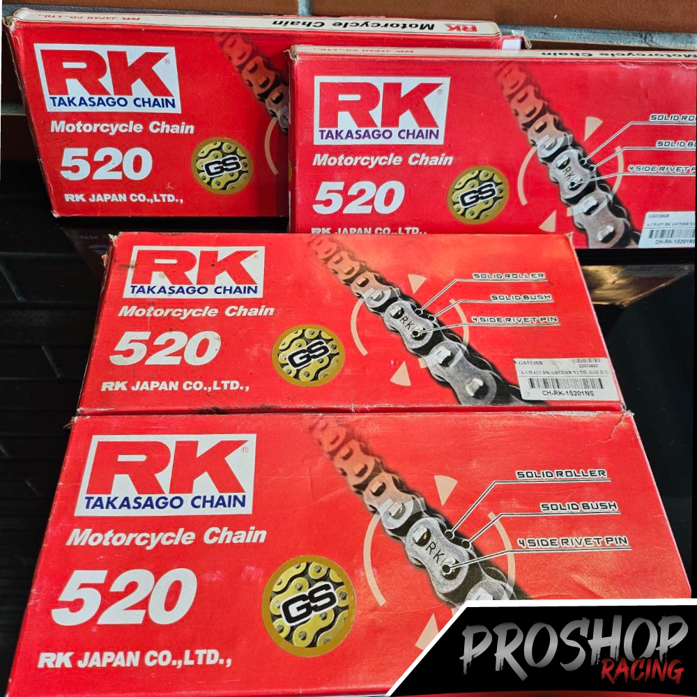 โซ่ RK 520 GS ยาว 120 ข้อ ไม่มีโอริง ข้อต่อกิ๊ฟล็อค สีทอง SB