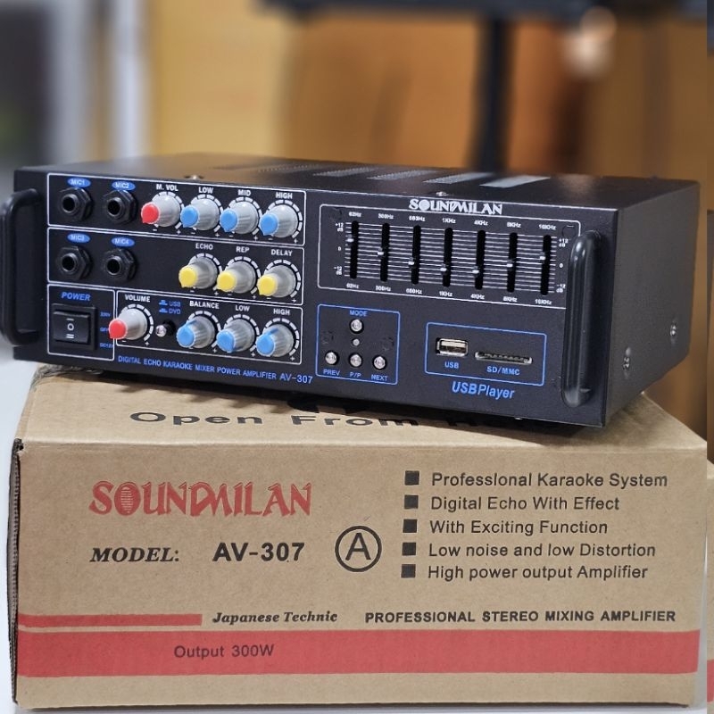Soundmilan รุ่น av307a พาวเวอร์แอมป์จิ๋ว ฟังเพลง เสียบไมค์ร้องเพลง คาราโอเกะ เสียงดี