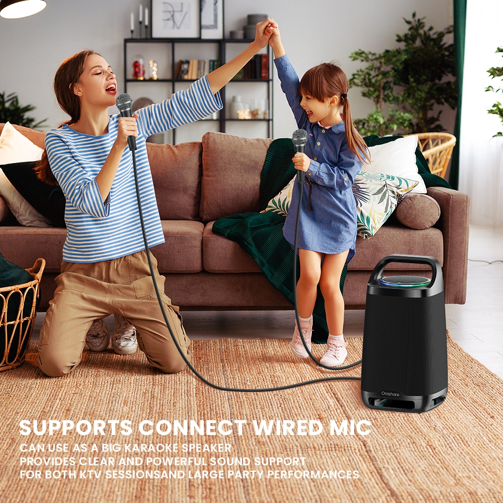 Orashare BS21 PartyBox ลำโพงบลูทูธพร้อมไฟ RGB เสียงทรงพลัง 80W ลำโพงปาร์ตี้ขนาดใหญ่5000mAhเล่นเพลงได้ ​​8 ชั่วโมง​​