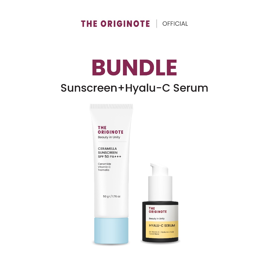 [เซ็ตคู่] The Originote Hyalu-C Serum + Ceramella Sunscreen SPF 50PA+++ - เซรั่มไฮยา วิตซี  + ครีมกั