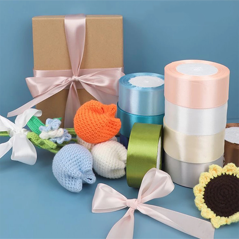 ริบบิ้นผ้าซาติน ด้านเดียว กว้าง 4 ซม. (22 เมตร/ม้วน) แฮนด์เมดDIY ริบบินผ้าซาติน ริบบิ้นห่อของขวัญ - รูปที่ 4