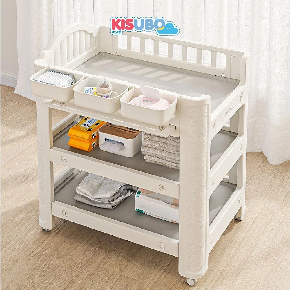 KISUBO ชั้นเปลี่ยนผ้าอ้อม 62-108cm Baby Changing Table พลาสติกแข็งแรง มีล้อล็อคได้