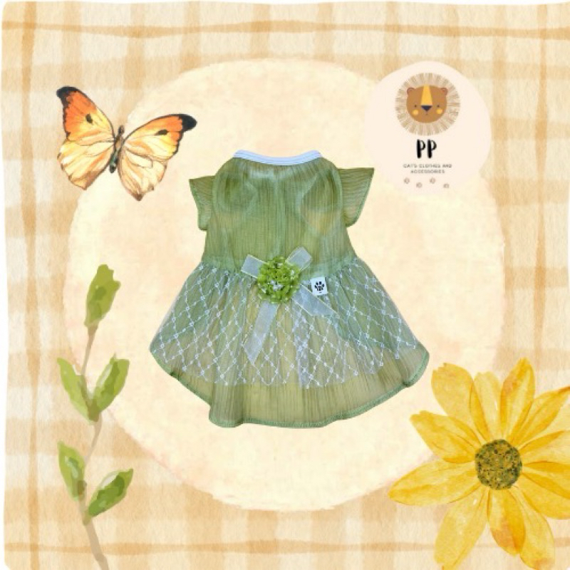 กระโปรงสำหรับสัตว์เลี้ยง กระโปรงสีตอง ผ้าซีทูเนืัอนุ่ม  บาง เบา รหัสสินค้า G182 มีขนาดตั้งแต่รอบอก8 