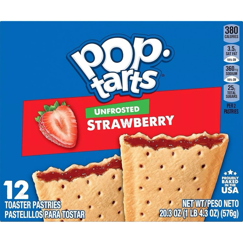 เคลล็อกส์ อันฟรอสเต็ด สตอเบอร์รี่ ป็อป ทาร์ต 576g. Kellogg's Unfrosted Strawberry Pop Tarts