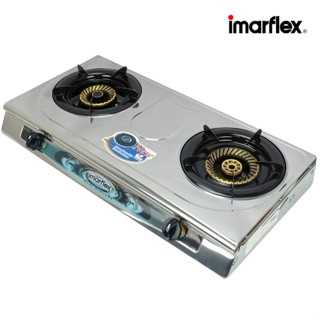IMARFLEX  เตาแก๊ส หัวคู่ หน้าแสตนเลส หัวทองหลือง IG-323