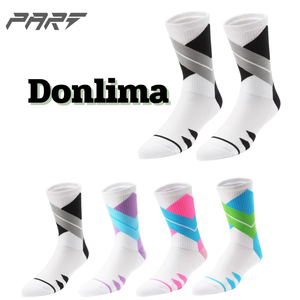 (ส่งภายใน24ชม.)ถุงเท้ายี่ห้อ Donlima 2025 ข้อยาว คาดแถบสี นุ่มไม่บาง เหมาะสำหรับกีฬาและทั่วไป