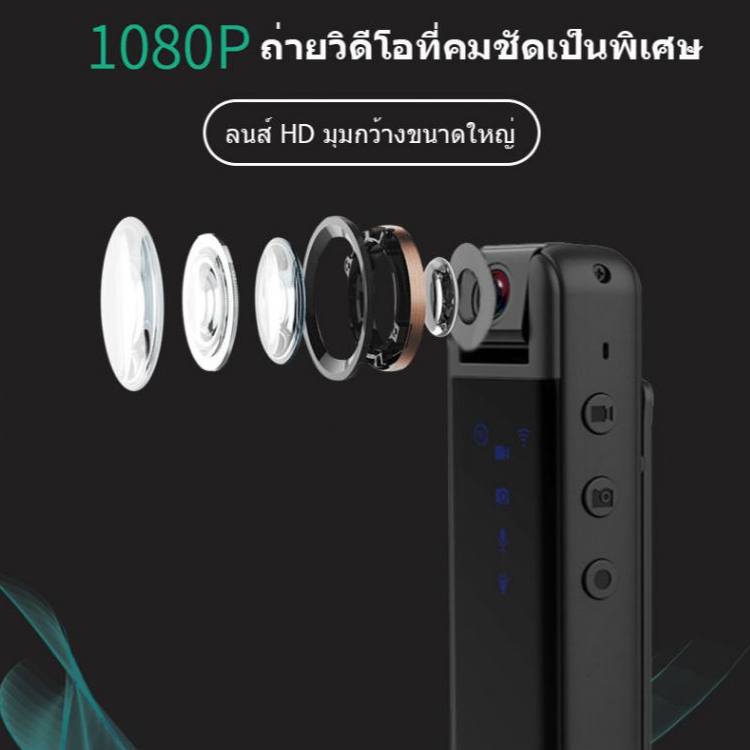 Sport Pocket Camera 1080P HD WiFi กล้อง เลนส์หมุน 180° Wearable เครื่องบันทึก Back clip design กล้องจิ๋ว Night Vision