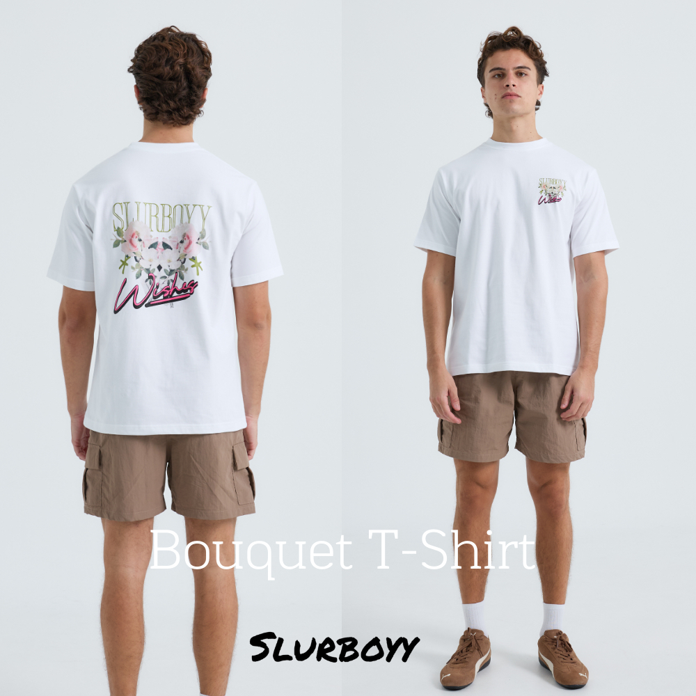SLURBOYY Bouquet T-Shirt เสื้อยืดผ้าคอตตอน ทรงโอเวอร์ไซส์ ลาย Bouquet (SB0830)