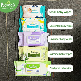 Poomsoft ผ้าเช็ดทำความสะอาดมะลิ ทิชชู่เปียก 3200แผ่น 32แพ็ค Baby Baby wipes Jasmine baby wipes