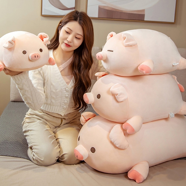 หมอนตุ๊กตาหมู สีชมพู ตุ๊กตาหมู ผ้านาโน อ่อน นุ่ม น่ารัก ขนาด 40 ซม. ของเล่นเด็ก ของขวัญวันเกิด ราคา ถูกที่สุด ดีลบีเคเค แกลเลอรีภาพที่ 5