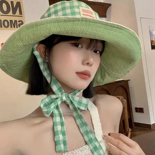 หมวก หมวกบัคเก็ต กันแดด⛱️ ใส่ได้สองด้าน ลายสก็อต งานดี✨ หนักเบา