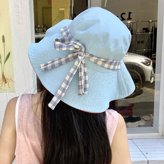 หมวก หมวกบัคเก็ต กันแดด⛱️ ใส่ได้สองด้าน ลายสก็อต งานดี✨ หนักเบา