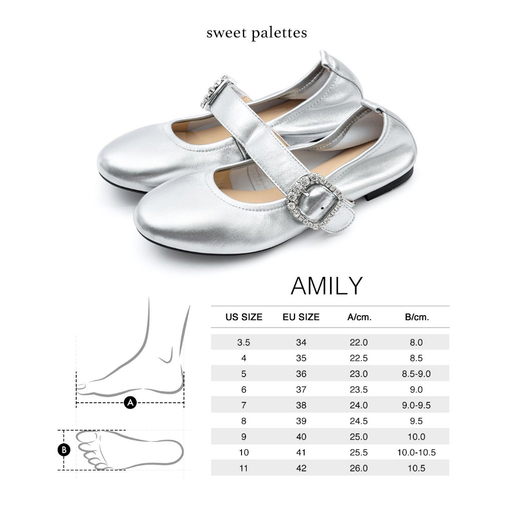 Sweet Palettes รองเท้าหนังแกะ Amily Silver Charm
