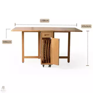 MAAI Design Butterfly table set ชุดโต๊ะพับ พร้อมเก้าอี้พับเก็บได้ 4ตัว ประกอบสำเร็จ โต๊ะอเนกประสงค์