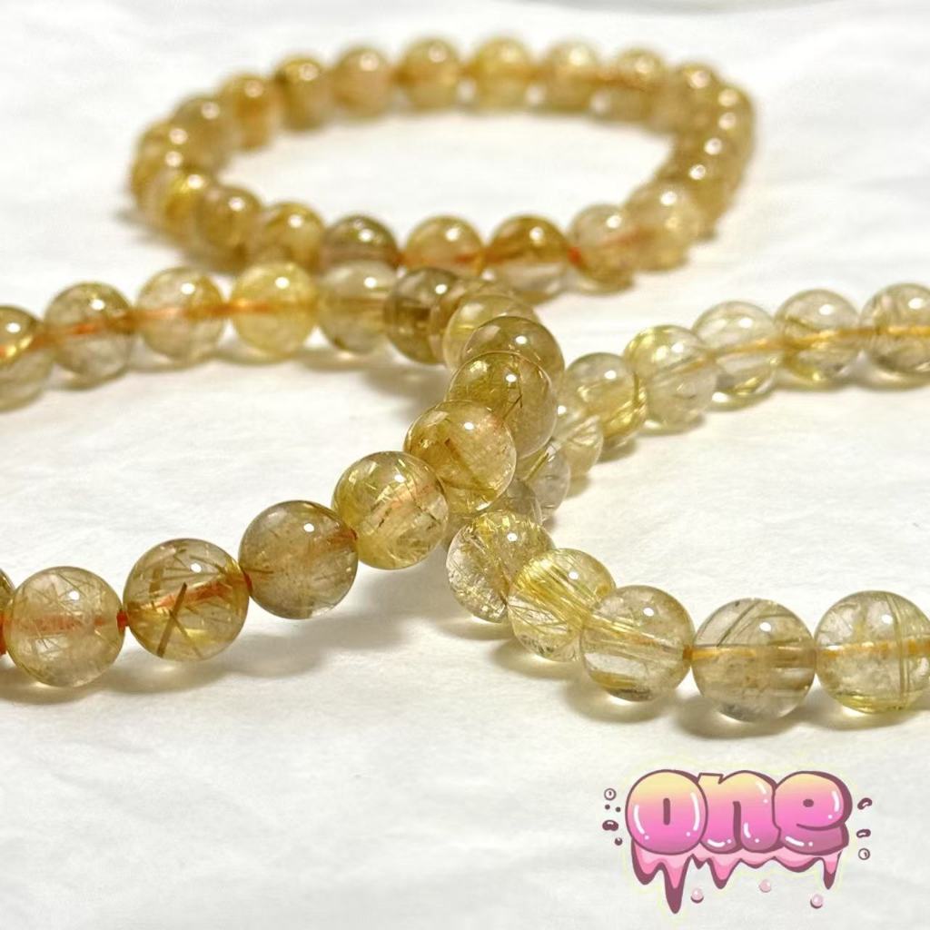 【พรีเมียม】ไหมทองแท้ หินแท้100% หินเสริมดวง 8 มิล กำไลไหมทอง หายาก หินไหมทอง ไหมทองตาแมว  เสริมโชคลาภ
