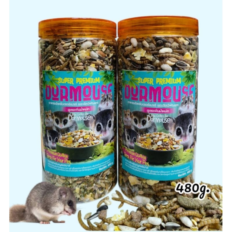 Super Premium Dormouse food 480g. อาหารสำหรับดอเม้าท์ หนูเเฮมสเตอร์