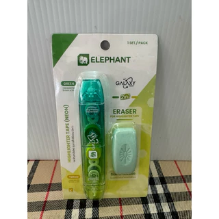 เทป เน้นข้อความ ไฮไลท์ แถม ยางลบสำรหับ เทปเน้นข้อความ ตราช้าง สีทูโทน สีพาสเทล Elephant เทบ US.Station
