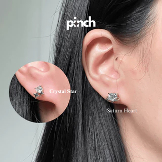 Pinch Saturn Heart Earrings ต่างหูวงแหวนหัวใจ เงินแท้ silver 925