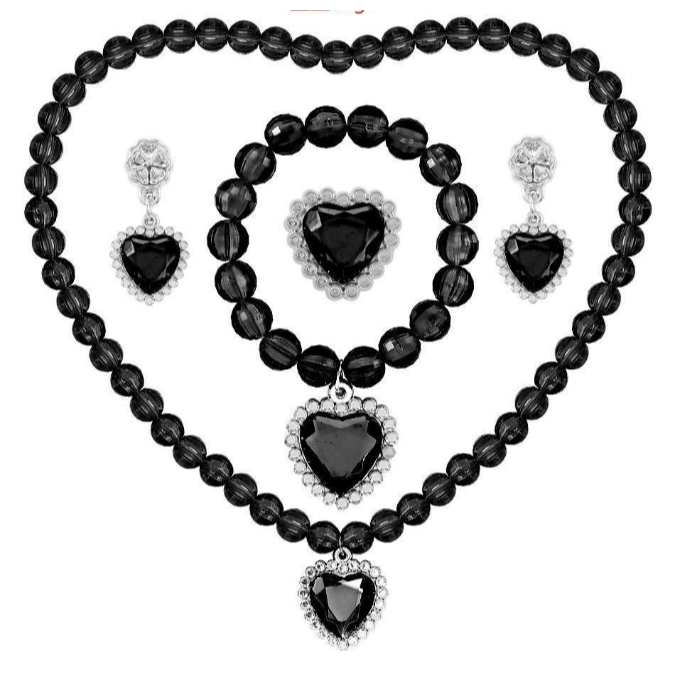 เครื่องประดับ สร้อยคอ สร้อยข้อมือ ต่างหู สีดำ เวดส์เดย์ Wednesday Black Prop Necklace Earring Bracel