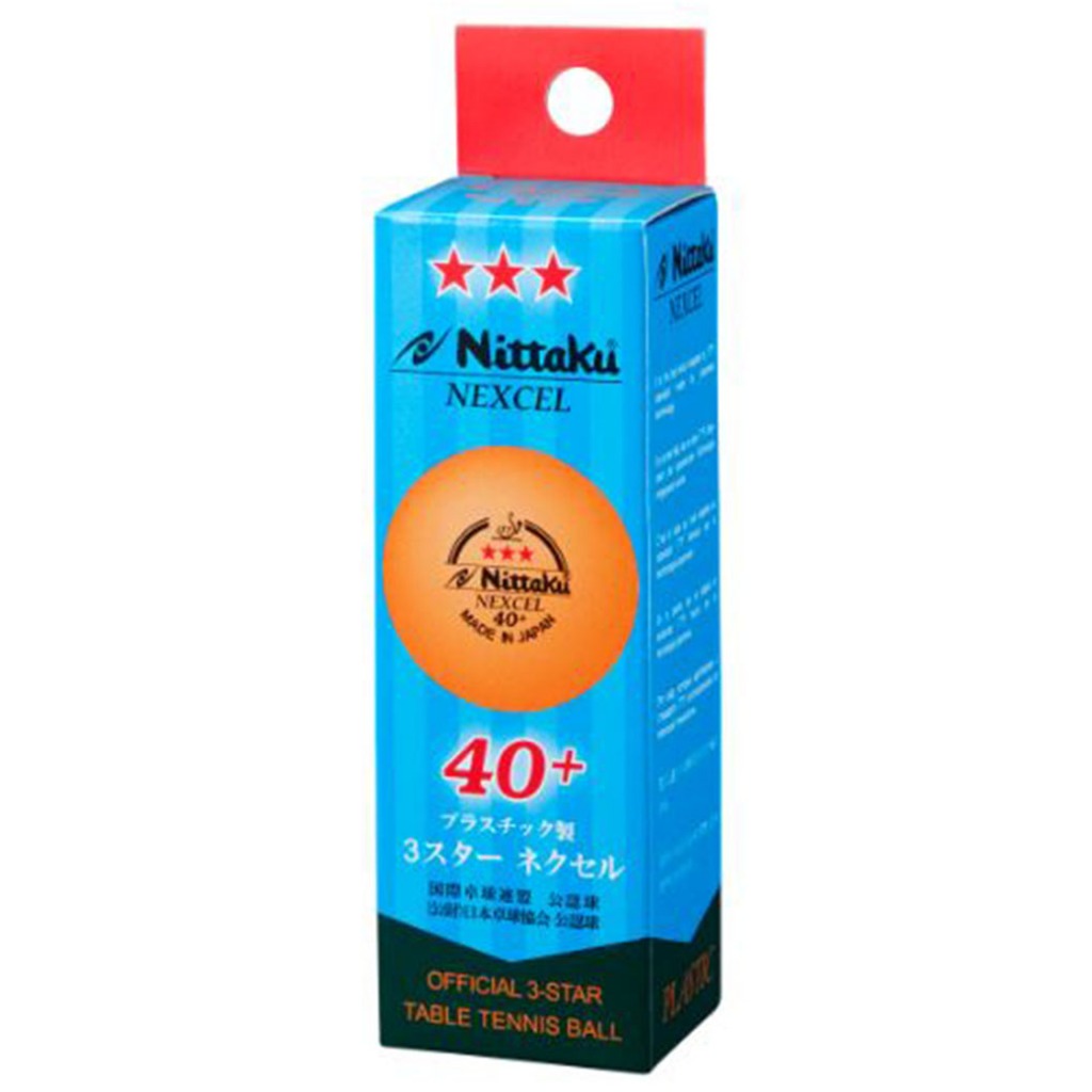 ลูกปิงปองแข่งขัน Nittaku NEXCEL 3 STAR 40+ (ITTF) สีส้ม (กล่องละ 3 ลูก)